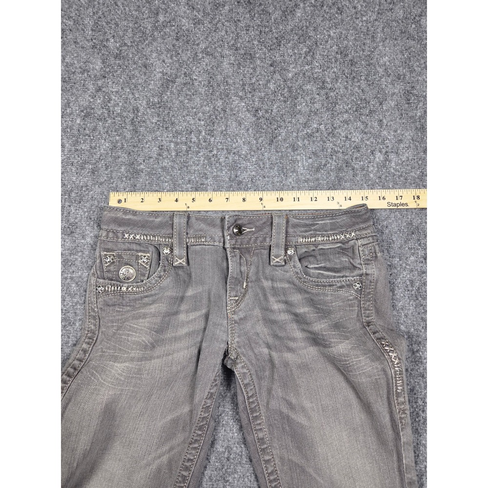 Rock Revival Skinny Jeans Womens 28 Gray Embellished Stitching Low Rise Denim - Picture 8 of 15